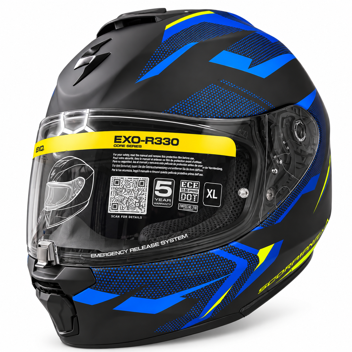 CASCO SCORPION EXO-R330 CORE SERIES – BLACK / BLUE / NEON